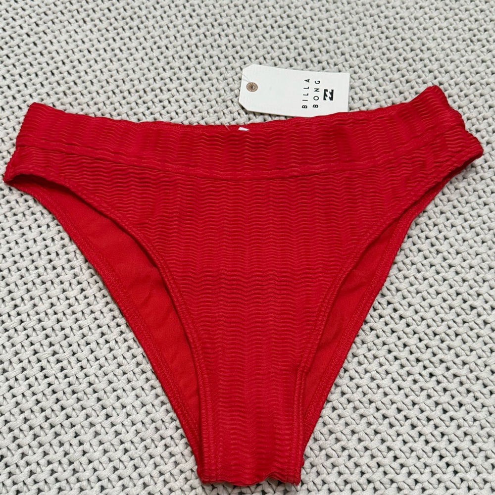 NWT Billabong Wave Trip Red Maui Rider Bikini Bottom - Size Large